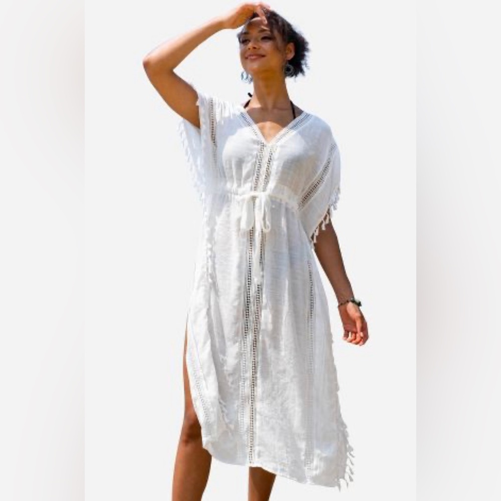 Cupshe swim coverup , white , Large NWT